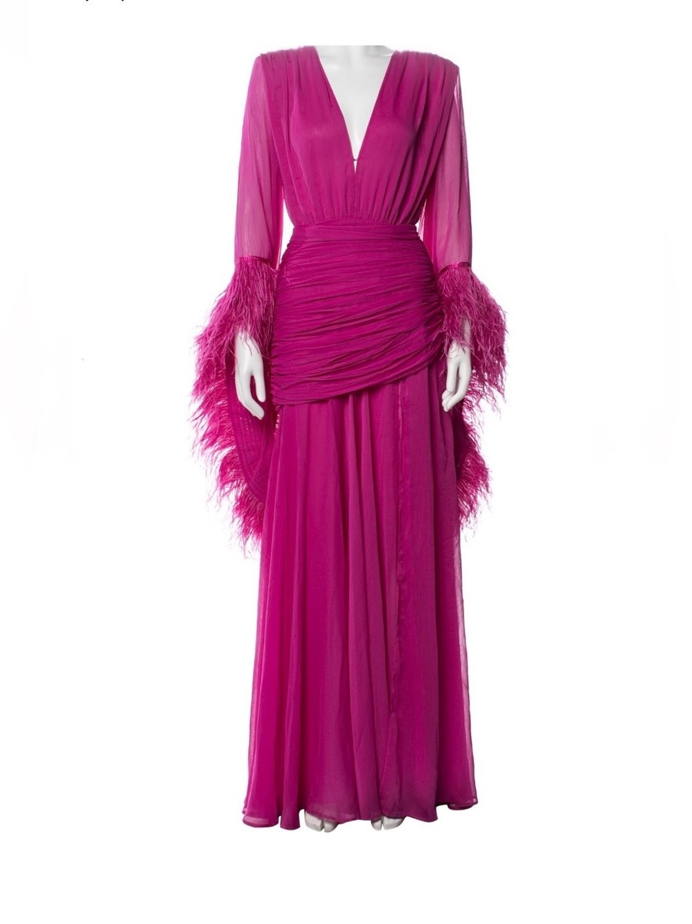 Bronx Banco
Geisha Feather-Trim Chiffon Gown
